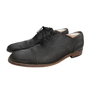 Grenson Mens Tom Black Leather Lace Up Cap-Toe Brogue Oxfords. Sz 9.5FUK 10.5US